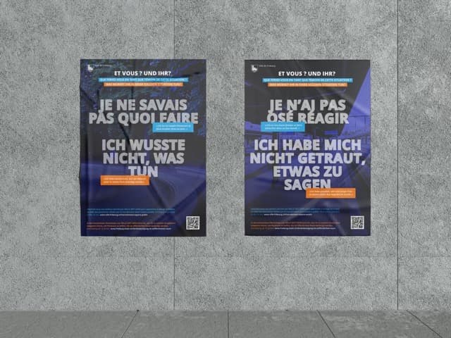 Affiche pour la campagne contre le harcelement de rue a Fribourg : Anorac Studio