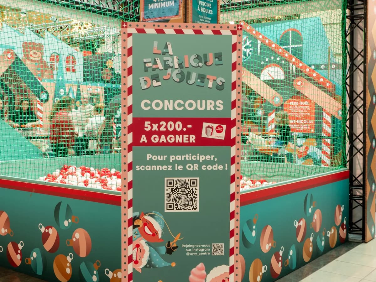 Le totem du concours de la Fabrique à jouets au mall