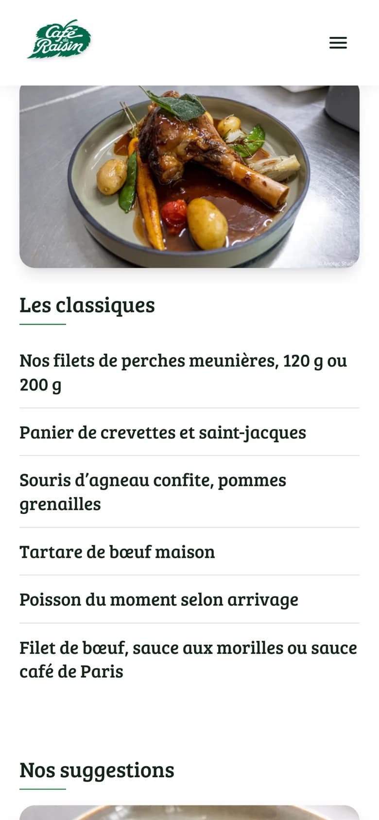 Carte de saison sur mobile