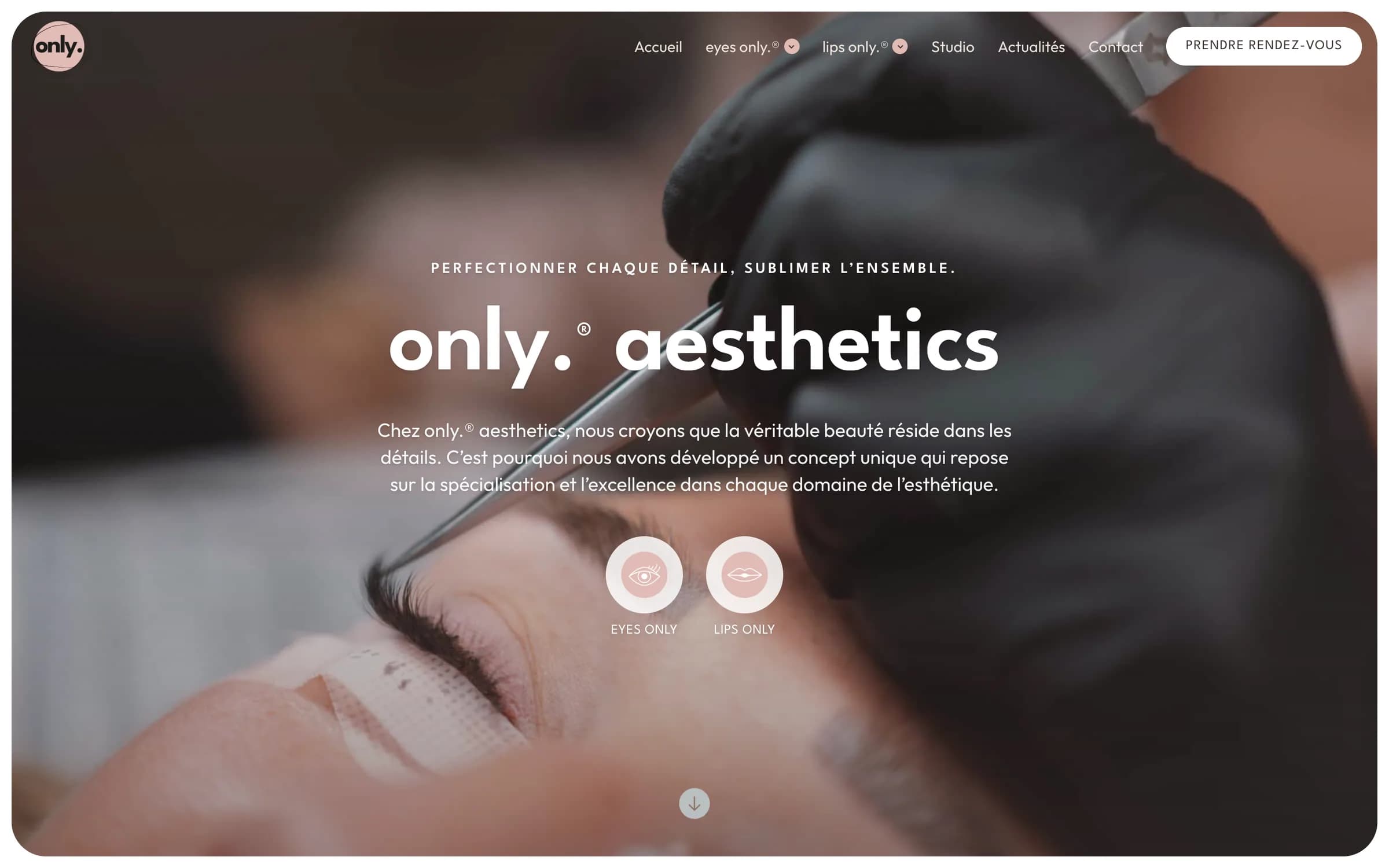 Page d’accueil d’only-aesthetics.ch sur ordinateur